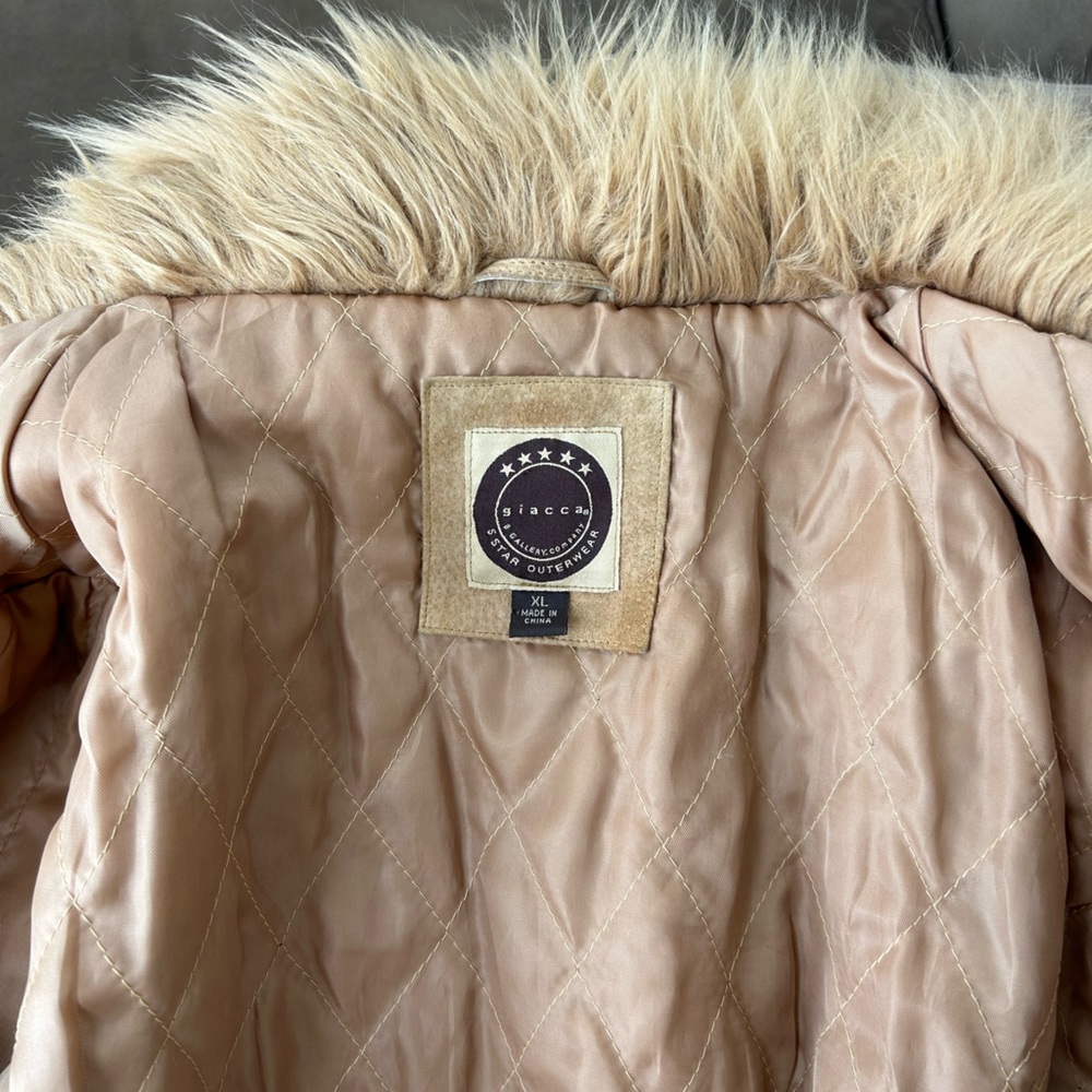 Penny Lane (Giacca) Vintage Leather Coat with Faux Fur Trim - Picture 5 of 10